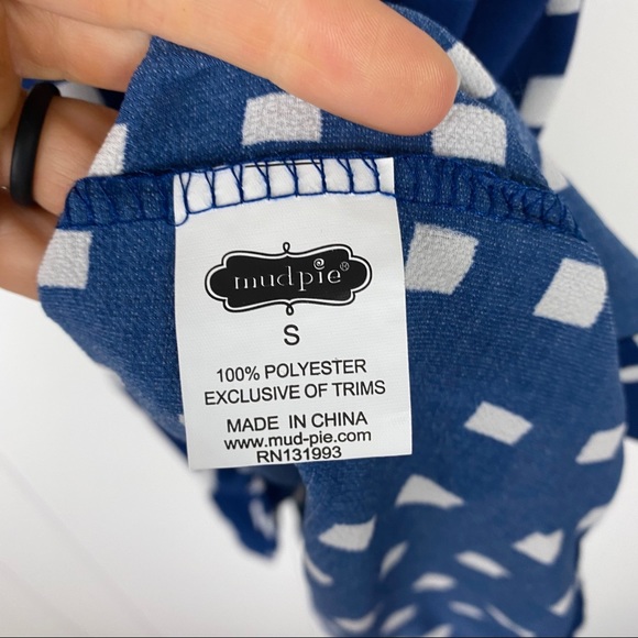 Mudpie Halter Neck Tank Top Blue White Check Small - Picture 8 of 8